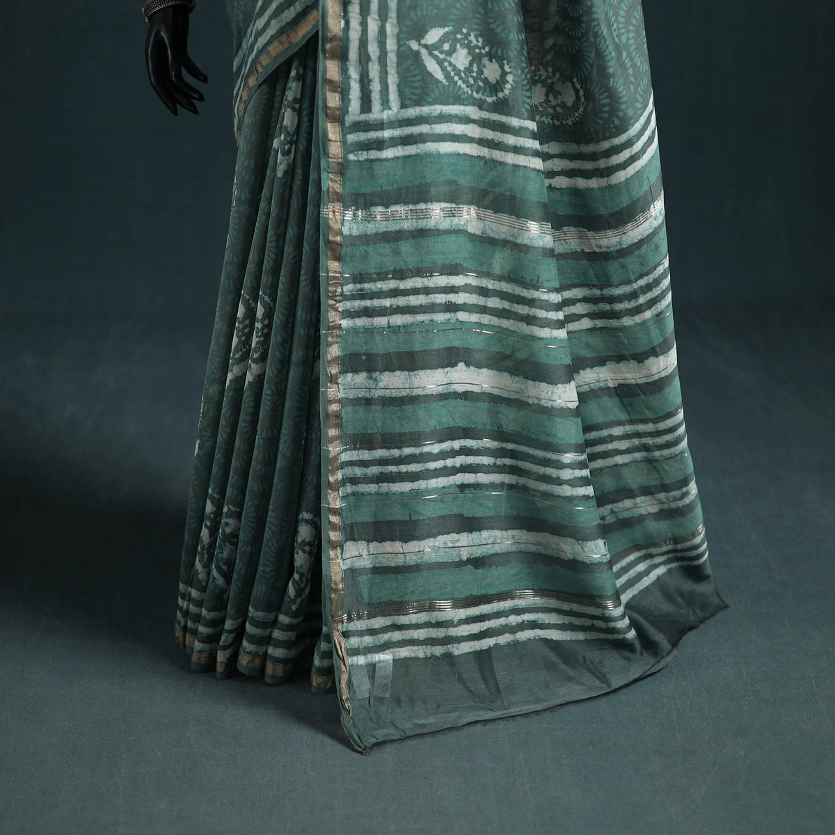 Bagru Hand Block Print Natural Dyed Mulberry Silk Saree 30
