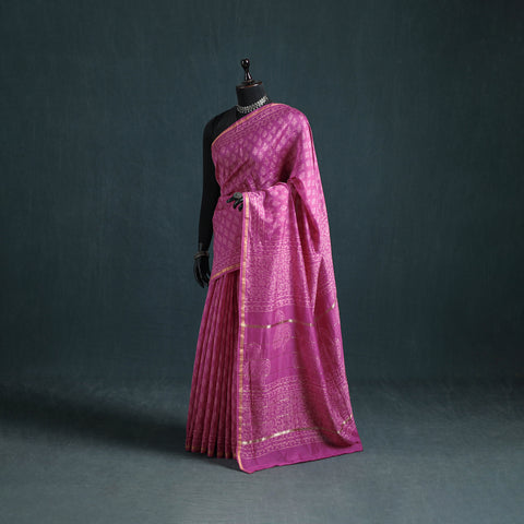 Bagru Hand Block Print Natural Dyed Mulberry Silk Saree 31
