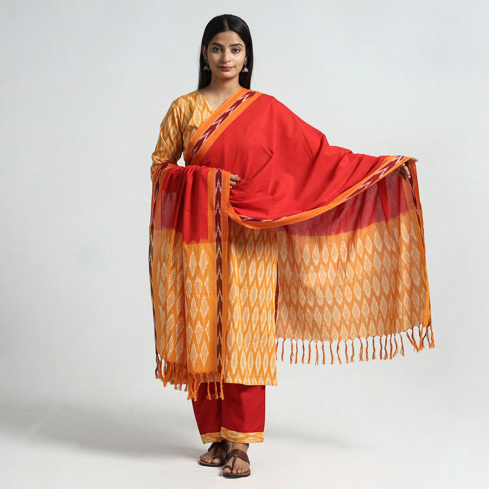 Pochampally Ikat Kurta with Palazzo & Dupatta Set