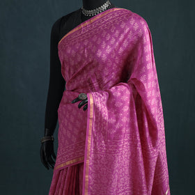 Bagru Hand Block Print Natural Dyed Mulberry Silk Saree 31