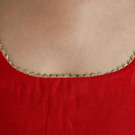 Scarlet Red - Gota Patti Slub Silk Plain Blouse 14