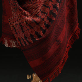 Kutch Handwoven Ajrakh Hand Block Print Merino Wool Shawl  56