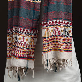 Orissa Tribal Kapadaganda Hand Embroidered Pure Handwoven Cotton Stole 05
