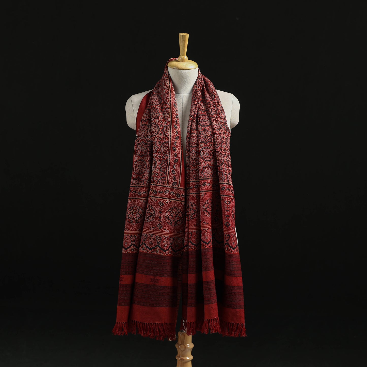 Kutch Handwoven Ajrakh Hand Block Print Merino Wool Shawl  57