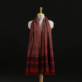 Kutch Handwoven Ajrakh Hand Block Print Merino Wool Shawl  57
