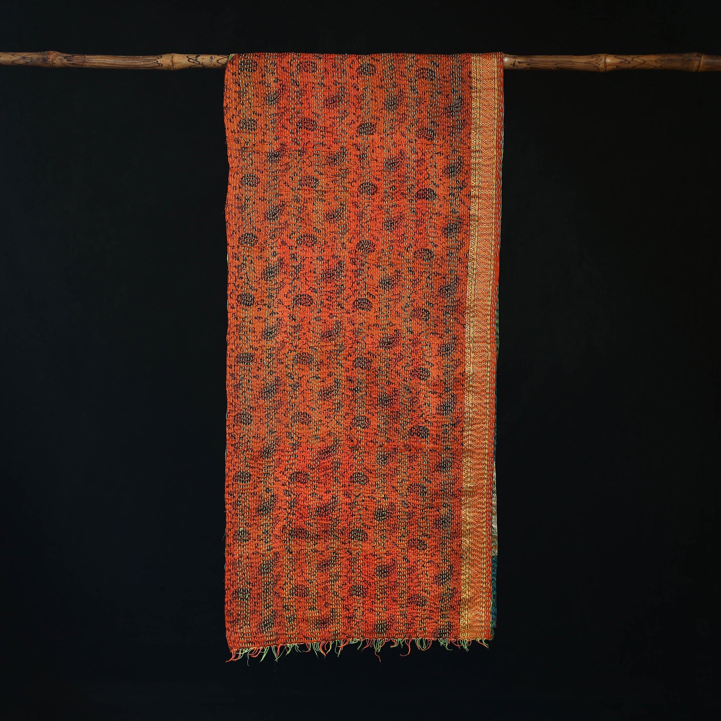 Bengal Kantha Handwork Patchwork Reversible Silk Stole 366