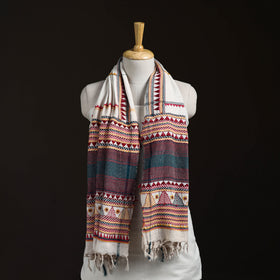 Orissa Tribal Kapadaganda Hand Embroidered Pure Handwoven Cotton Stole 05