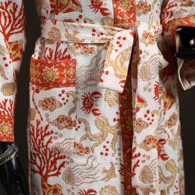 Sanganeri Hand Block Print Waffle Weave Cotton Bath Robe 11