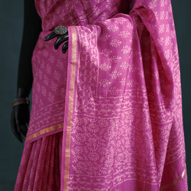 Bagru Hand Block Print Natural Dyed Mulberry Silk Saree 31