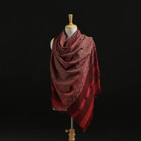 Kutch Handwoven Ajrakh Hand Block Print Merino Wool Shawl  57