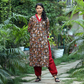 Kalamkari Kurta with Palazzo & Dupatta Set