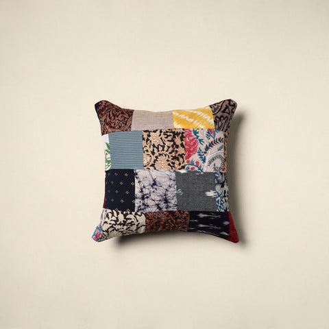Multicolor - handcrafted cotton patchwork cushion cover 37