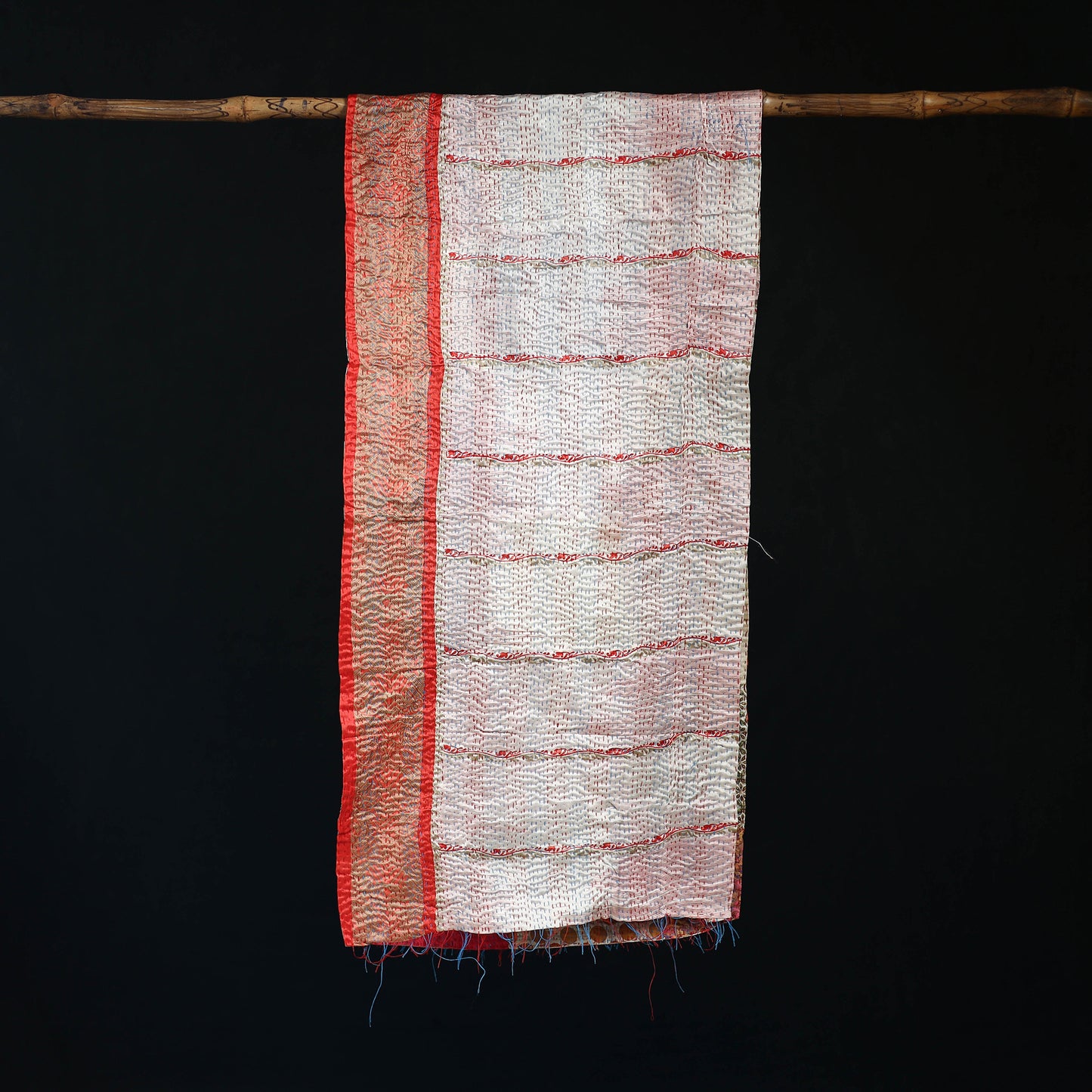 Bengal Kantha Handwork Patchwork Reversible Silk Stole 365