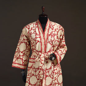 Sanganeri Hand Block Print Waffle Weave Cotton Bath Robe 12