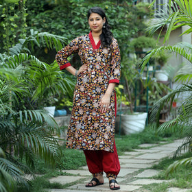 Kalamkari Kurta with Palazzo & Dupatta Set