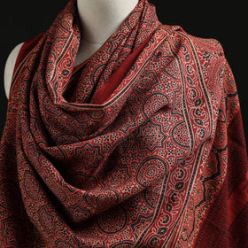 Kutch Handwoven Ajrakh Hand Block Print Merino Wool Shawl  57