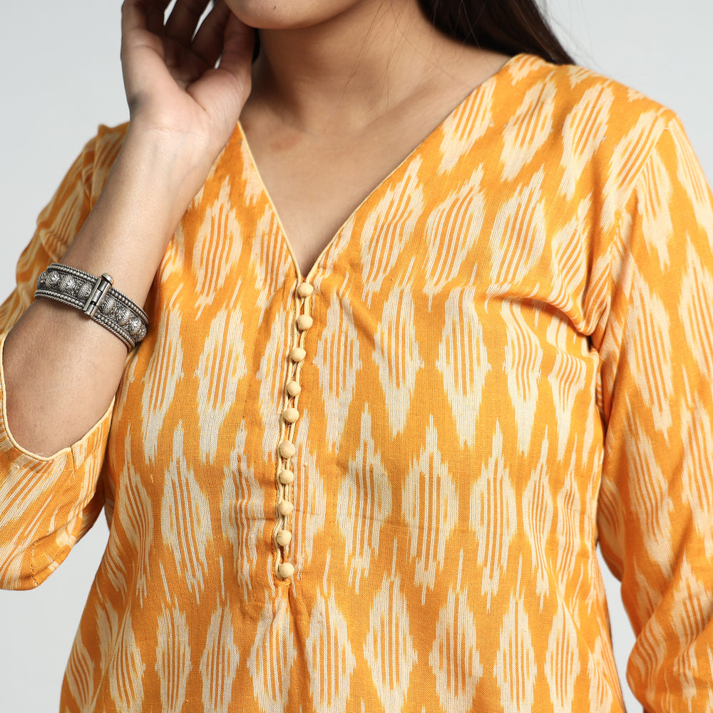 Pochampally Ikat Kurta with Palazzo & Dupatta Set