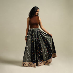 Multicolor - Bandhani Tie-Dye 24 Kali Patchwork Cotton Long Skirt 03