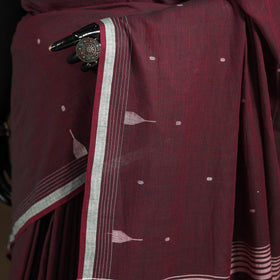 Phulia Jamdani Pure Handloom Cotton Saree with Tassels (Count 92/60) 26