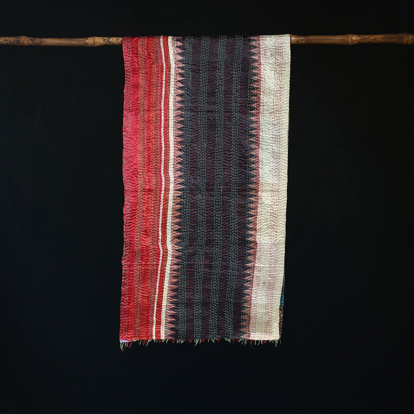 Bengal Kantha Handwork Patchwork Reversible Silk Stole 364