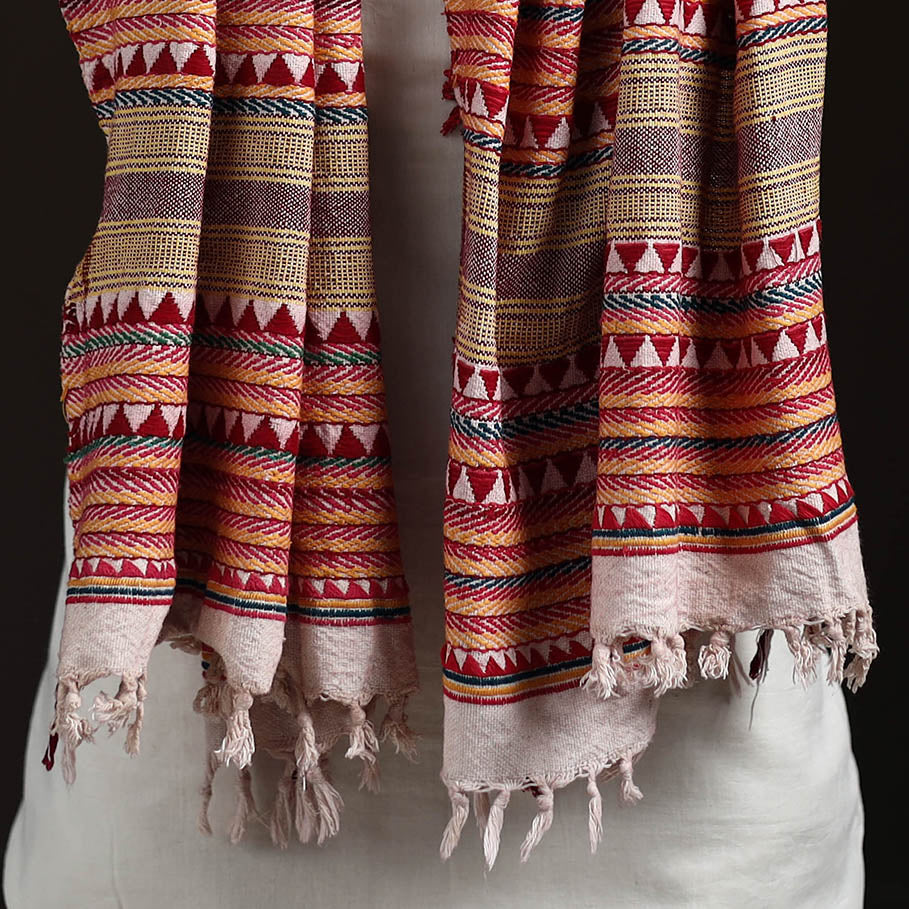 Orissa Tribal Kapadaganda Hand Embroidered Pure Handwoven Cotton Stole 02