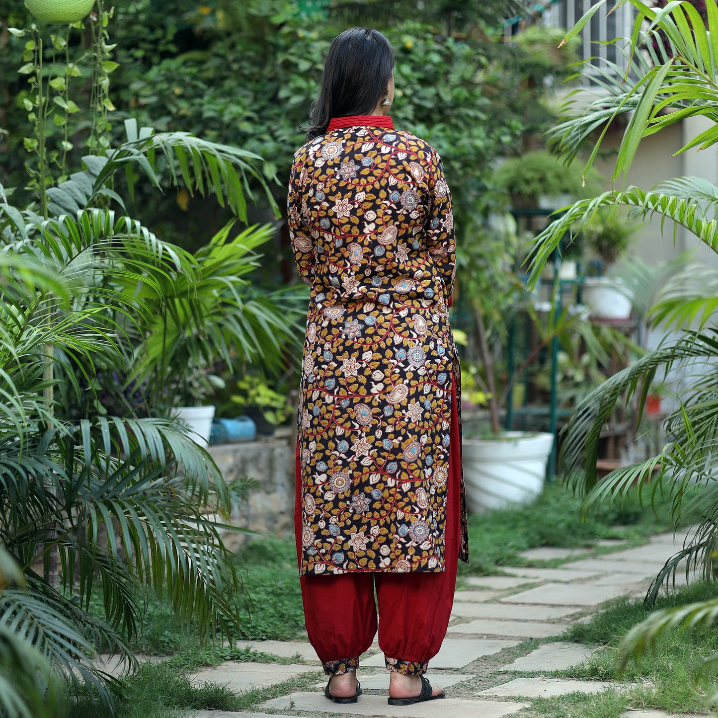 Kalamkari Kurta with Palazzo & Dupatta Set