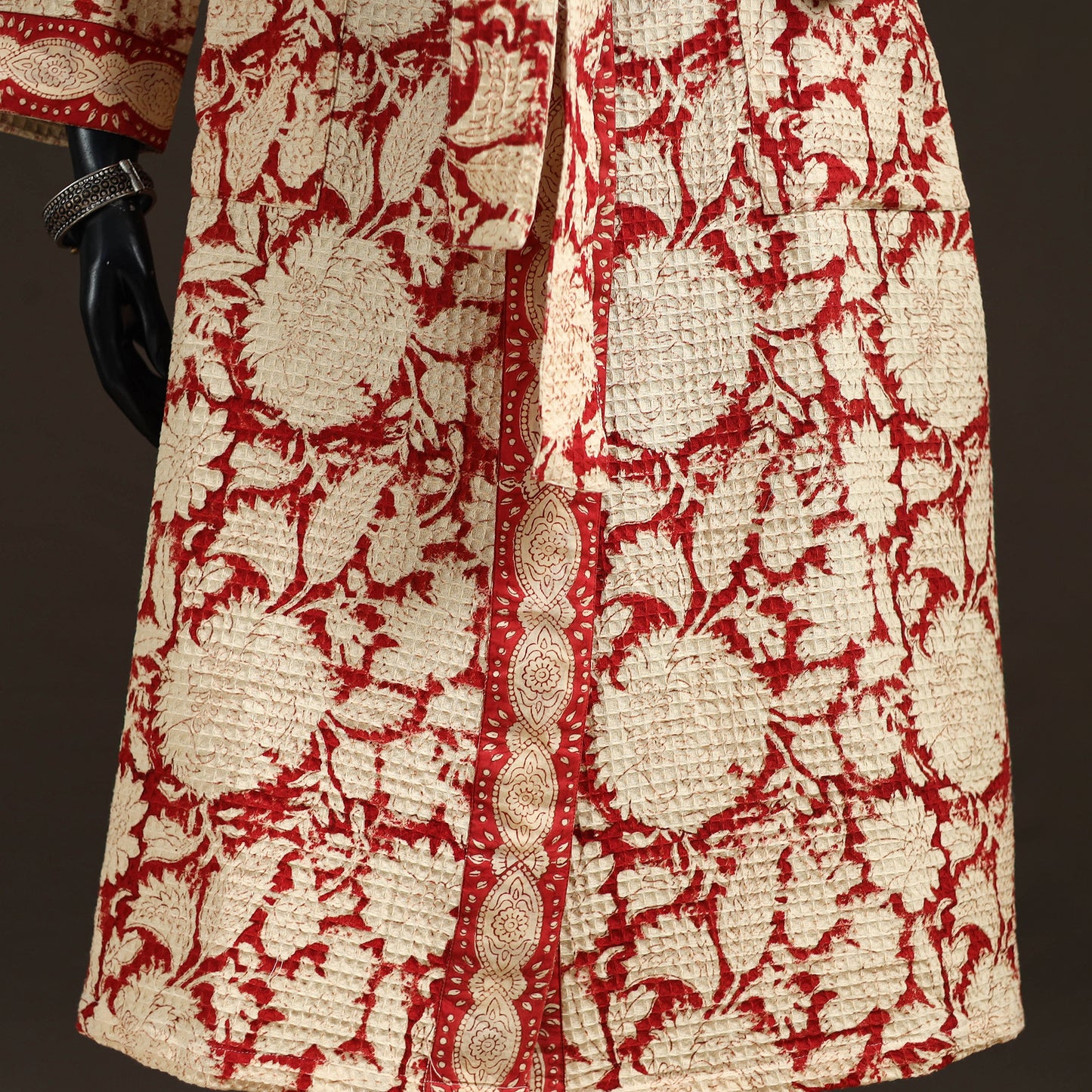 Sanganeri Hand Block Print Waffle Weave Cotton Bath Robe 12