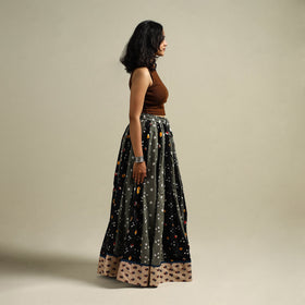 Multicolor - Bandhani Tie-Dye 24 Kali Patchwork Cotton Long Skirt 03