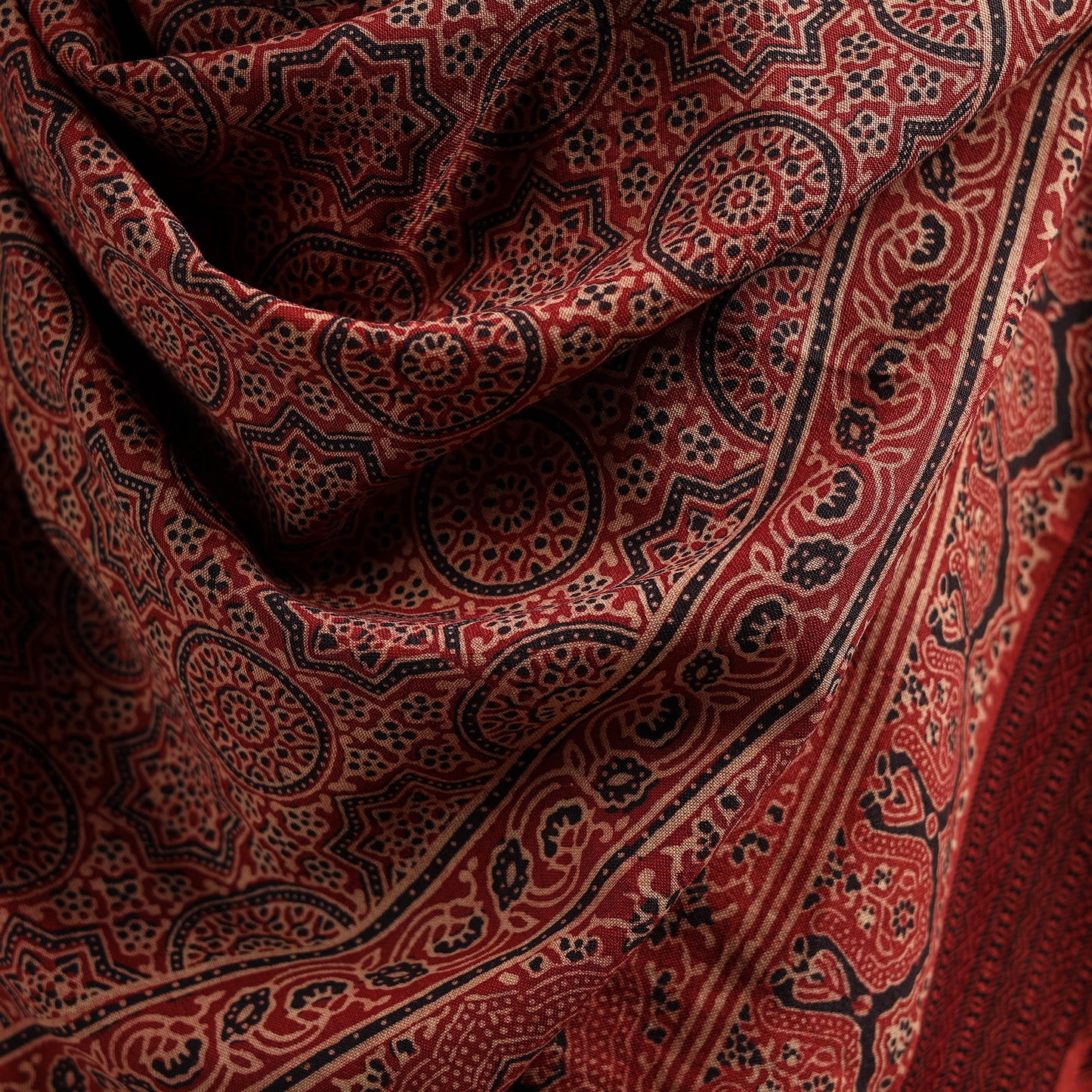 Kutch Handwoven Ajrakh Hand Block Print Merino Wool Shawl  57