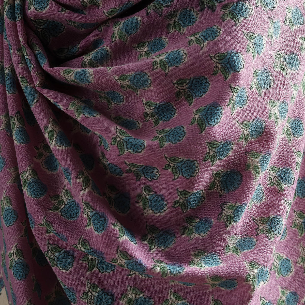 Floral Sanganeri Print Pure Merino Wool Handwoven Shawl 41