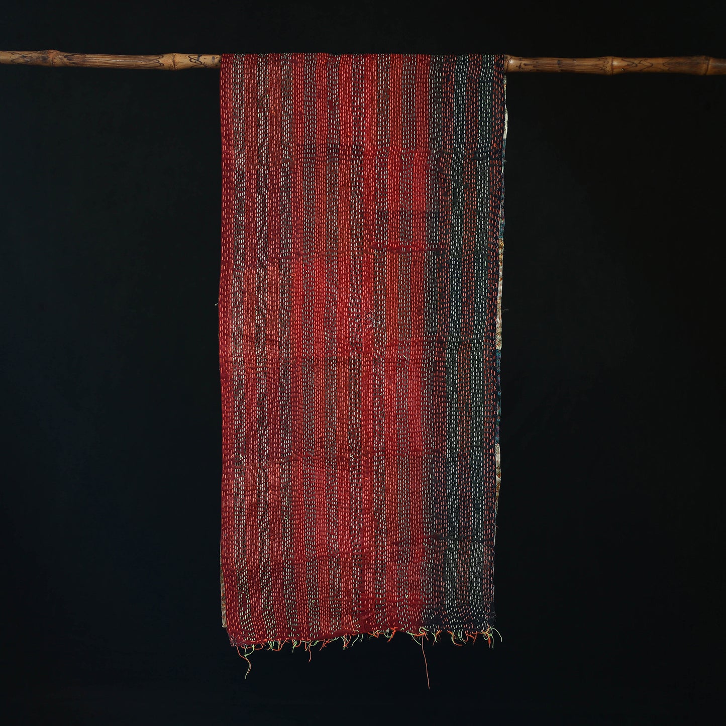 Bengal Kantha Handwork Patchwork Reversible Silk Stole 362