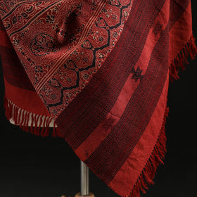 Kutch Handwoven Ajrakh Hand Block Print Merino Wool Shawl  57