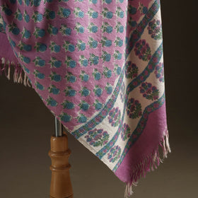 Floral Sanganeri Print Pure Merino Wool Handwoven Shawl 41