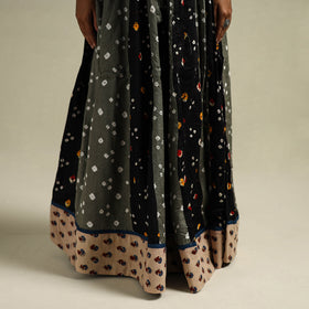 Multicolor - Bandhani Tie-Dye 24 Kali Patchwork Cotton Long Skirt 03