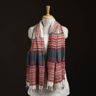 Orissa Tribal Kapadaganda Hand Embroidered Pure Handwoven Cotton Stole 04