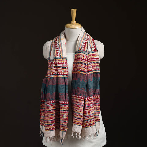Orissa Tribal Kapadaganda Hand Embroidered Pure Handwoven Cotton Stole 04