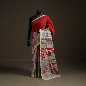 Kalamkari Printed Kota Doria Cotton Saree 44