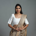 White - Gota Patti Slub Silk Plain Blouse 13