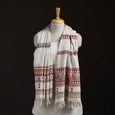 Orissa Tribal Kapadaganda Hand Embroidered Pure Handwoven Cotton Stole 06