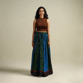 Multicolor - Bandhani Tie-Dye 24 Kali Patchwork Cotton Long Skirt 04