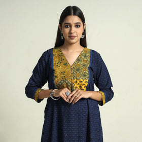 Buy Block Print Cotton Patchwork A-Line Bagh Kurta For Women