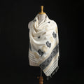 White - Handspun Handwoven Pure Eri Silk Aari Hand Embroidered Shawl of Assam 25