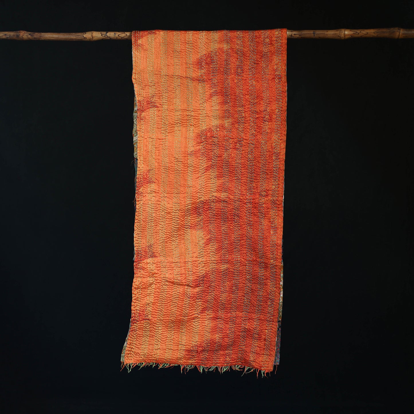 Bengal Kantha Handwork Patchwork Reversible Silk Stole 360