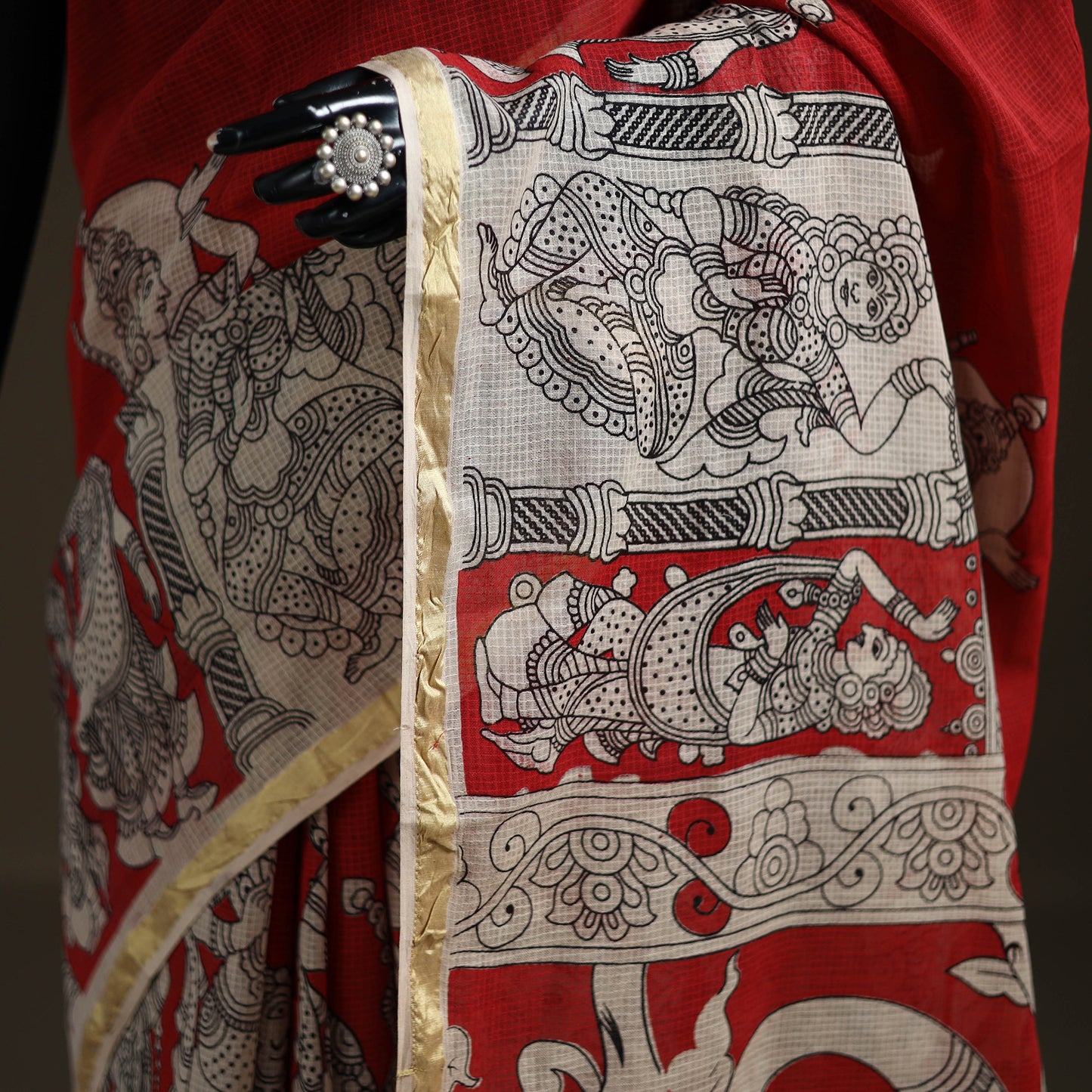 Kalamkari Printed Kota Doria Cotton Saree 44