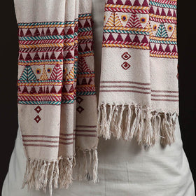 Orissa Tribal Kapadaganda Hand Embroidered Pure Handwoven Cotton Stole 07