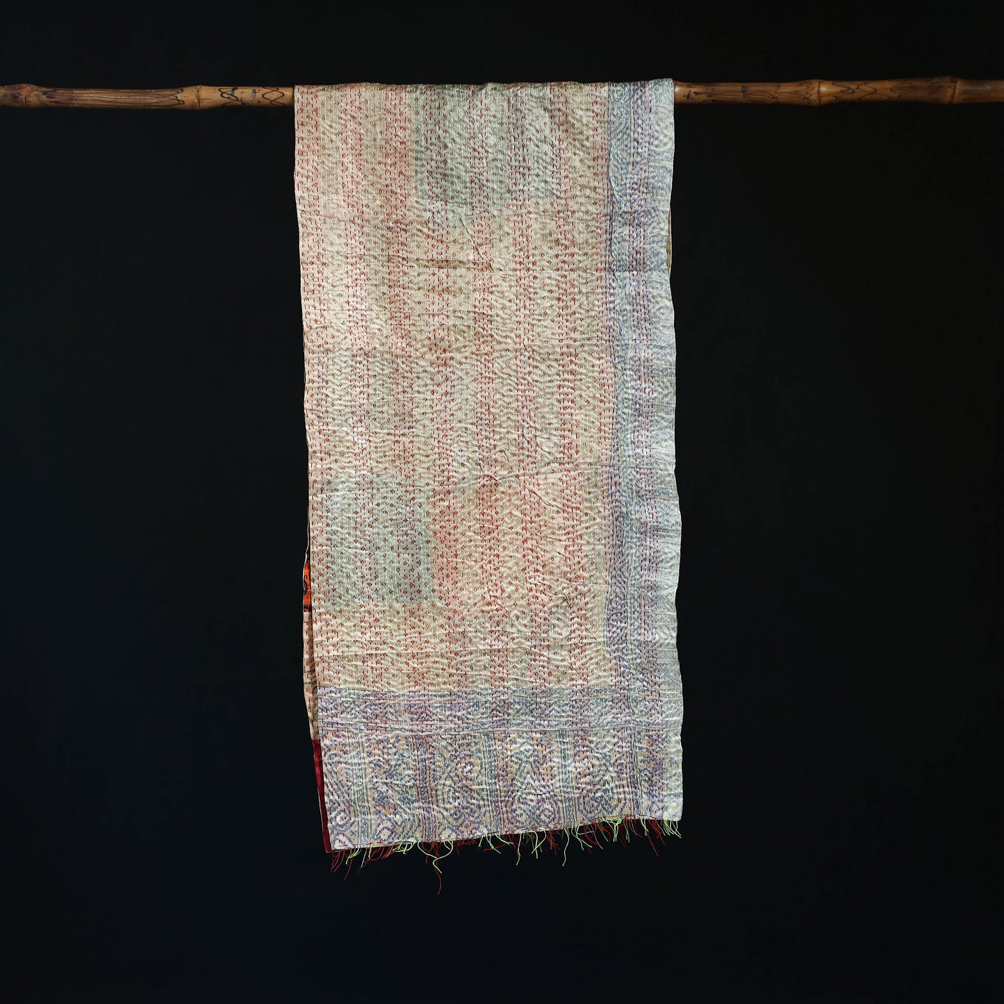 Bengal Kantha Handwork Patchwork Reversible Silk Stole 359