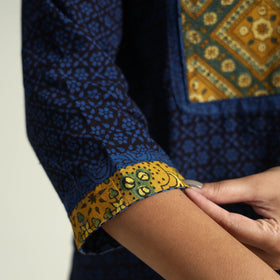 Buy Block Print Cotton Patchwork A-Line Bagh Kurta For Women