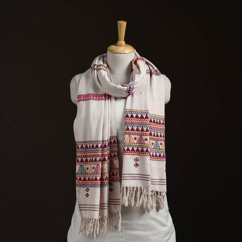 Orissa Tribal Kapadaganda Hand Embroidered Pure Handwoven Cotton Stole 07