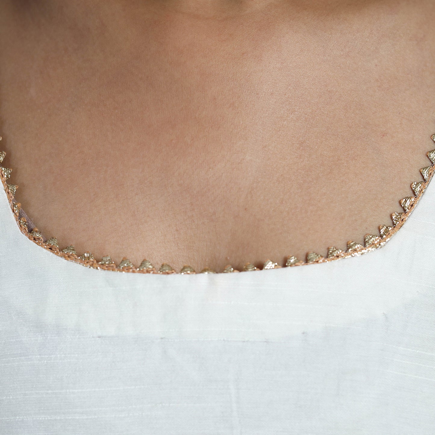 White - Gota Patti Slub Silk Plain Blouse 13