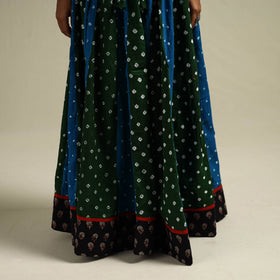 Multicolor - Bandhani Tie-Dye 24 Kali Patchwork Cotton Long Skirt 04